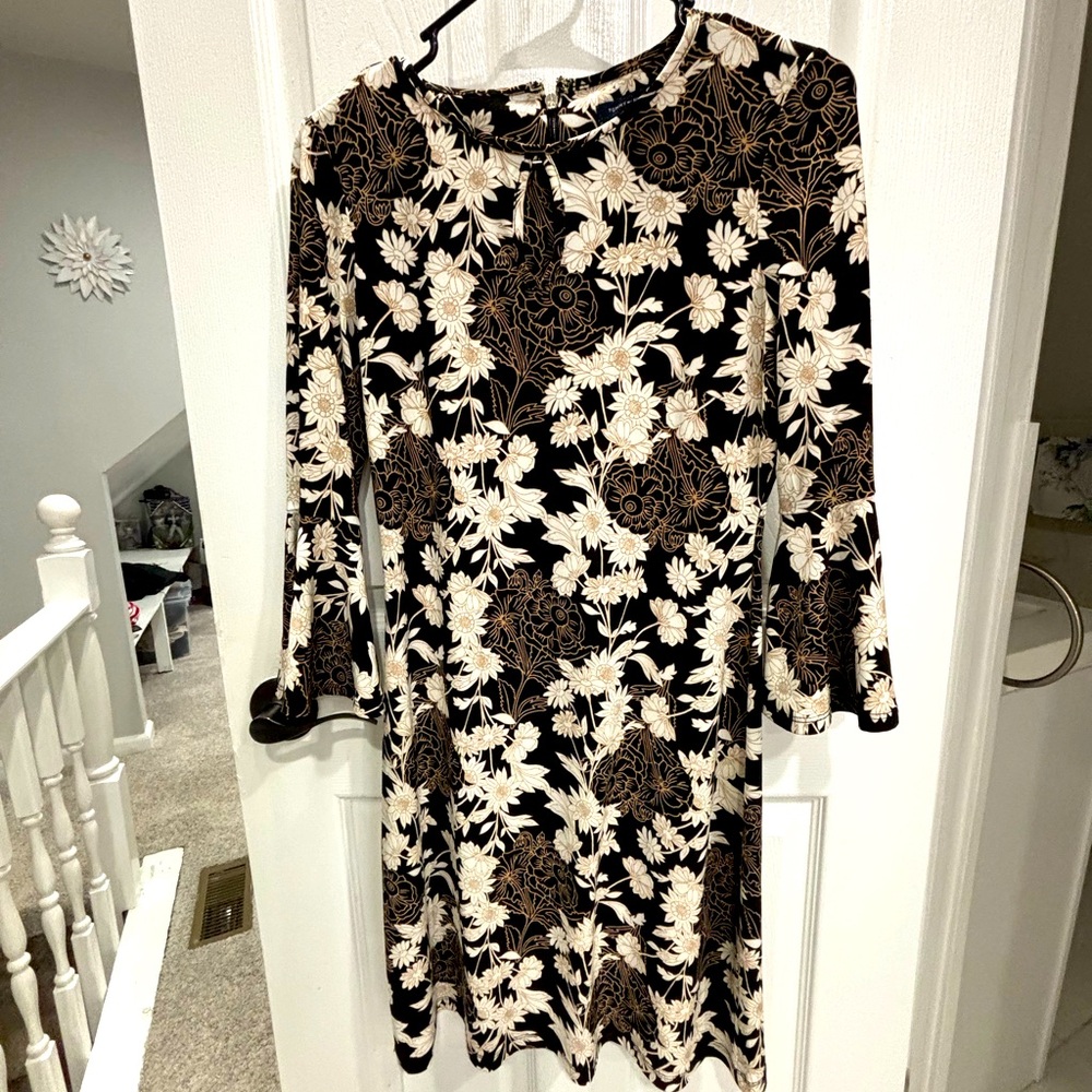 Floral Black and Cream Dress